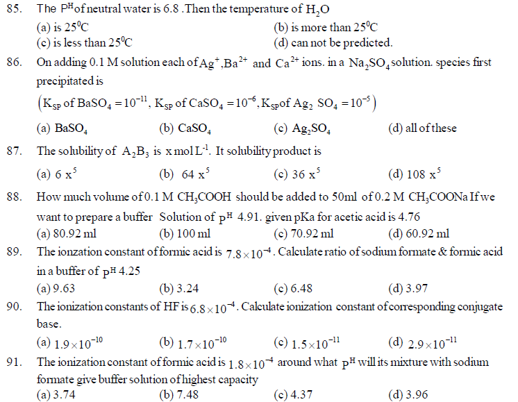 NEET UG Chemistry Equilibrium MCQs, Multiple Choice Questions